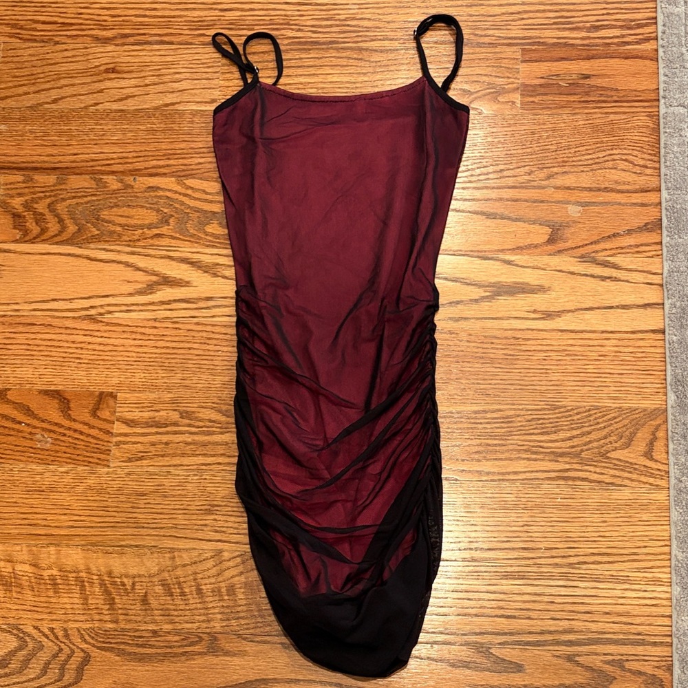 Katie J NYC Burgundy and Black Mini Dress